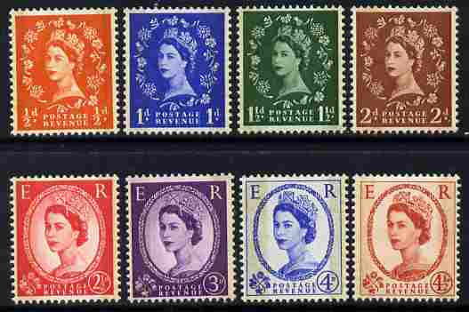 Great Britain 1959 Wilding Phosphor-graphite set of 8 unmounted mint SG 599-609, stamps on wildings