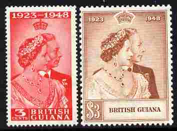 British Guiana 1948 KG6 Royal Silver Wedding set of 2 mounted mint SG 322-3, stamps on , stamps on  stamps on royalty, stamps on  stamps on silver wedding, stamps on  stamps on  kg6 , stamps on  stamps on 