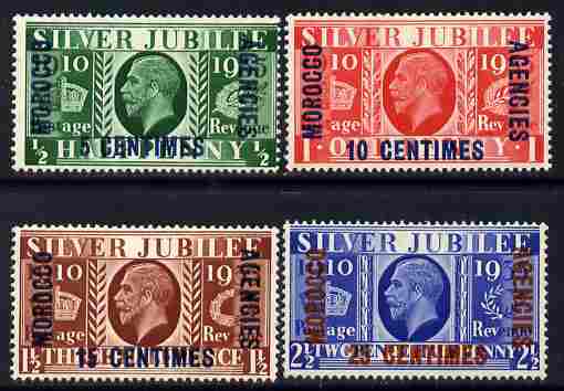 Morocco Agencies - French Currency 1935 KG5 Silver Jubilee set of 4 mounted mint SG 212-15, stamps on silver jubilee, stamps on  kg5 , stamps on 