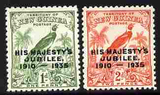 New Guinea 1935 KG5 Silver Jubilee set of 2 mounted mint SG 206-7, stamps on , stamps on  stamps on silver jubilee, stamps on  stamps on  kg5 , stamps on  stamps on bird of paradise