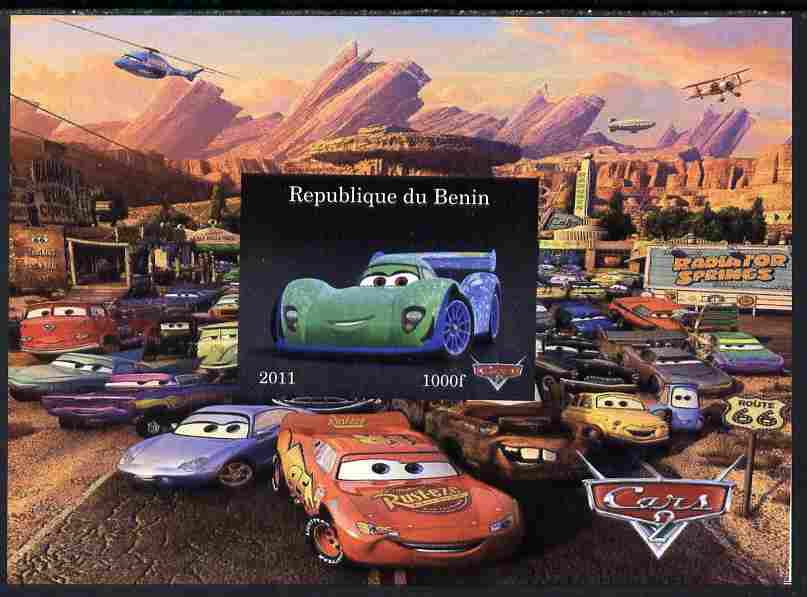 Benin 2011 Cars 2 imperf m/sheet #4 unmounted mint. Note this item is privately produced and is offered purely on its thematic appeal, stamps on disney, stamps on films, stamps on cinema, stamps on movies, stamps on cartoons, stamps on cars
