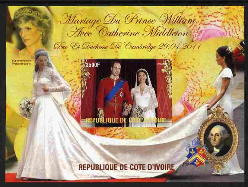 Ivory Coast 2011 Royal Wedding #2 - William & Kate imperf m/sheet unmounted mint. Note this item is privately produced and is offered purely on its thematic appeal, it has no postal validity, stamps on , stamps on  stamps on royalty, stamps on  stamps on william, stamps on  stamps on kate, stamps on  stamps on diana, stamps on  stamps on usa presidents, stamps on  stamps on washington, stamps on  stamps on americana