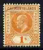 Cayman Islands 1905 KE7 1s orange MCA with light cds cancel SG12, stamps on , stamps on  stamps on , stamps on  stamps on  ke7 , stamps on  stamps on 