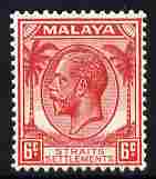 Malaya - Straits Settlements 1936-37 KG5 6c scarlet unmounted mint, SG 264, stamps on , stamps on  kg5 , stamps on 