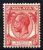 Malaya - Straits Settlements 1936-37 KG5 6c scarlet unmounted mint, SG 264