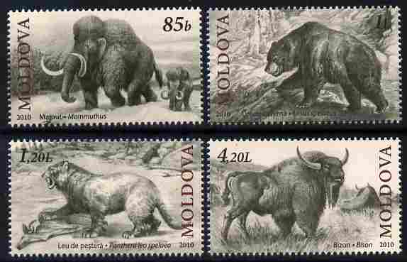 Moldova 2010 Pre-historic Animals perf set of 4 unmounted mint, stamps on dinosaurs