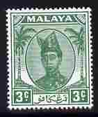 Malaya - Trengganu 1949-55 Sultan 3c green unmounted mint, SG 69, stamps on , stamps on  kg6 , stamps on 
