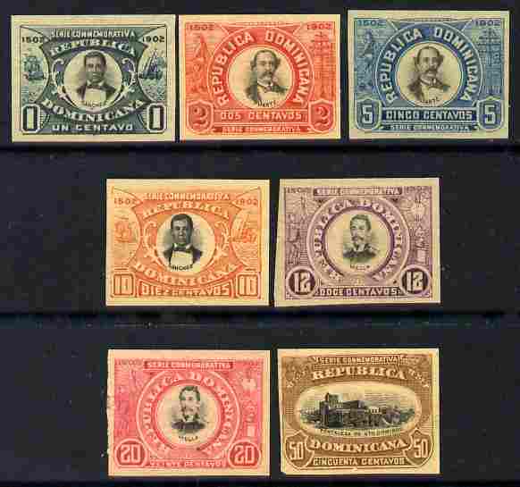 Dominican Republic 1902 400th Anniversary of Santo Domingo set of 7 imperforate (unissued) unmounted mint but gum slightly disturbed on some, as SG 125-31, stamps on , stamps on  stamps on forts