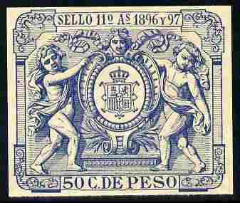 Cinderella - Spain 1896 label in blue imperforate on gummed paper, stamps on , stamps on  stamps on cinderella, stamps on  stamps on arms, stamps on  stamps on heraldry