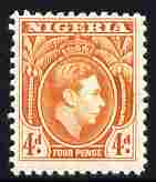 Nigeria 1938-51 KG6 4d orange fresh mounted mint key value SG54 , stamps on , stamps on  kg6 , stamps on 