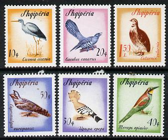 Albania 1965 Migratory Birds set of 6 unmounted mint, SG 933-38*, stamps on , stamps on  stamps on birds       stork    cuckoo    hoopoe     bee-eater    nightjar    quail