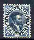 Canada 1859 Cartier 17c blue, short perf but fine colour superb used, SG 42 , stamps on explorers