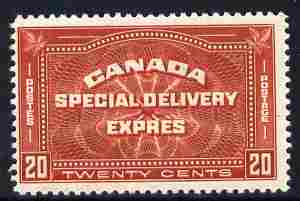 Canada 1930 Special Delivery 20c brown-red lightly mounted mint, SG S6, stamps on 