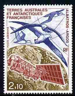 French Southern & Antarctic Territories 1991 Wandering Albatross & Satellite 2f10 unmounted mint SG 273, stamps on polar, stamps on birds, stamps on satellites, stamps on space, stamps on albatross