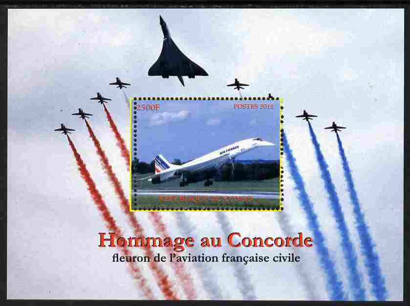 Congo 2011 In Memory of Concorde perf m/sheet unmounted mint. Note this item is privately produced and is offered purely on its thematic appeal , stamps on aviation, stamps on concorde