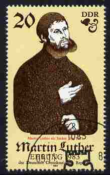 Germany - East 1983 500th Birth Anniversary of Martin Luther (Protestant) perf 20pf fine used, stamps on , stamps on  stamps on religion