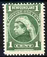 Newfoundland 1897-1918 Queen Victoria 1c yellow-green unmounted mint SG 85a, stamps on royalty, stamps on 