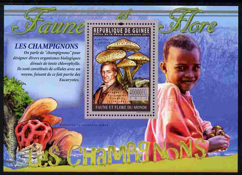 Guinea - Conakry 2011 Fungi & Botanists perf s/sheet unmounted mint, stamps on fungi, stamps on science