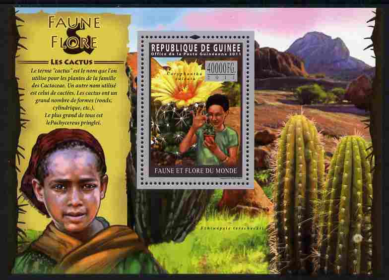 Guinea - Conakry 2011 Cactii perf s/sheet unmounted mint, stamps on plants, stamps on cactus, stamps on cactii, stamps on 