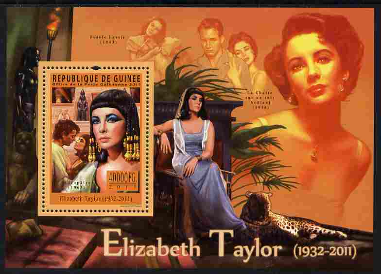 Guinea - Conakry 2011 Tribute to Elizabeth Taylor (actress) perf s/sheet unmounted mint, stamps on personalities, stamps on films, stamps on cinema, stamps on movies, stamps on women