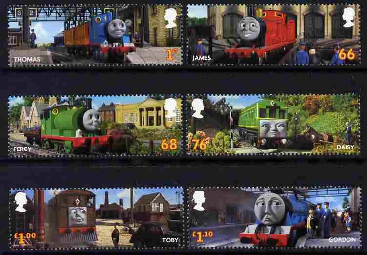 Great Britain 2011 Thomas the Tank Engine perf set of 6 unmounted mint , stamps on , stamps on  stamps on railways, stamps on  stamps on toys, stamps on  stamps on children