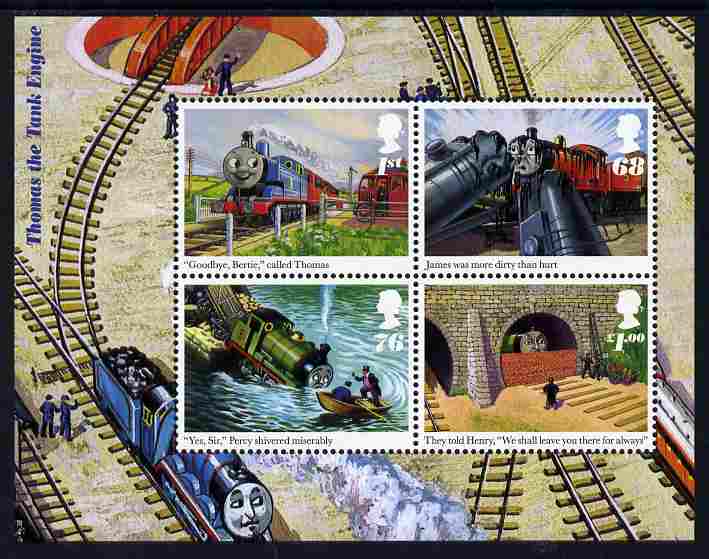 Great Britain 2011 Thomas the Tank Engine perf m/sheet unmounted mint , stamps on , stamps on  stamps on railways, stamps on  stamps on toys, stamps on  stamps on children