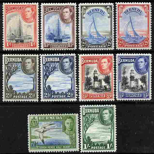 Bermuda 1938-52 KG6 1/2d to 1s complete, 10 values mounted mint SG110-15, stamps on , stamps on  kg5 , stamps on 
