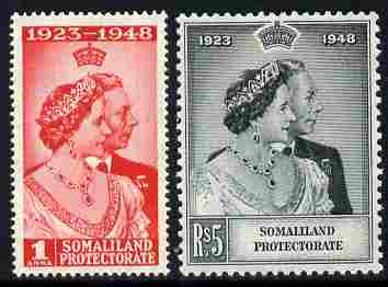 Somaliland 1949 KG6 Royal Silver Wedding perf set of 2 mounted mint, SG 119-20