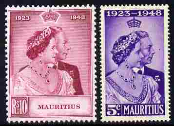 Mauritius 1948 KG6 Royal Silver Wedding perf set of 2 mounted mint, SG 270-1, stamps on , stamps on  stamps on . kg6 , stamps on  stamps on royal silver wedding, stamps on  stamps on silver wedding, stamps on  stamps on royalty