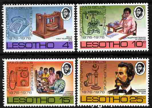 Lesotho 1976 Telephone Centenary set of 4 unmounted mint, SG 318-21, stamps on , stamps on  stamps on telephones, stamps on  stamps on communications