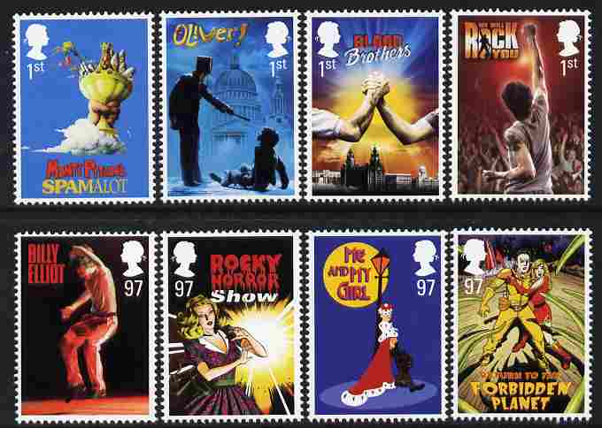 Great Britain 2011 Musicals perf set of 8 values unmounted mint SG 3145-52, stamps on , stamps on  stamps on music, stamps on  stamps on theatres, stamps on  stamps on planets, stamps on  stamps on horror, stamps on  stamps on rock, stamps on  stamps on pops, stamps on  stamps on 