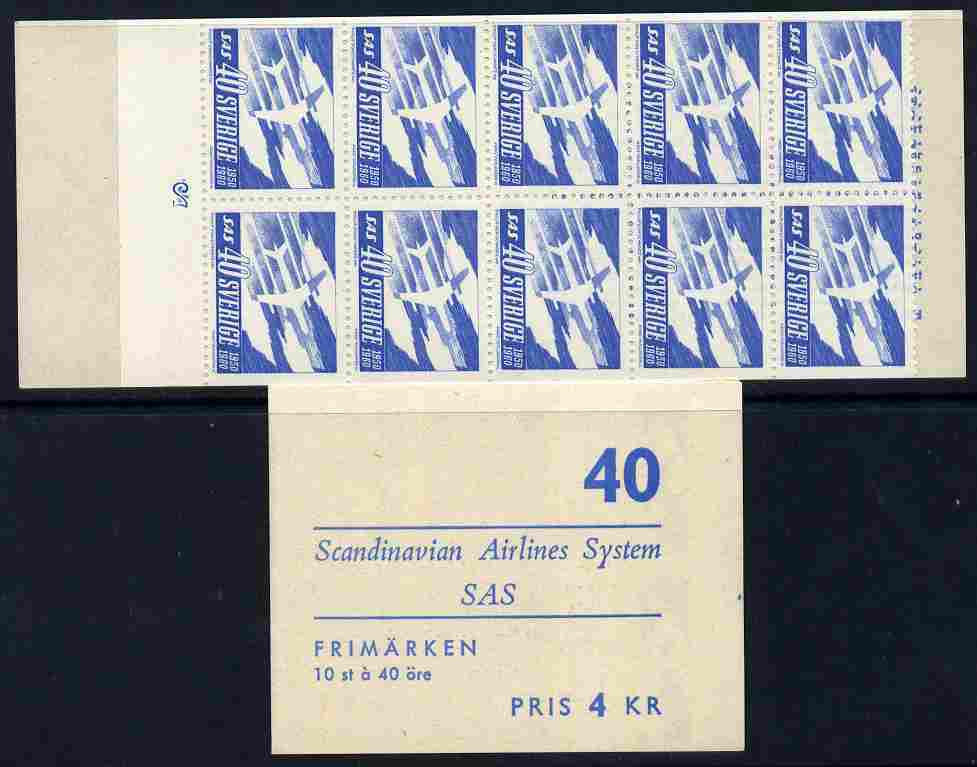 Sweden 1961 Tenth Anniversary of Scandinavian Airlines 4k booklet complete, SG SB139, stamps on , stamps on  stamps on aviation