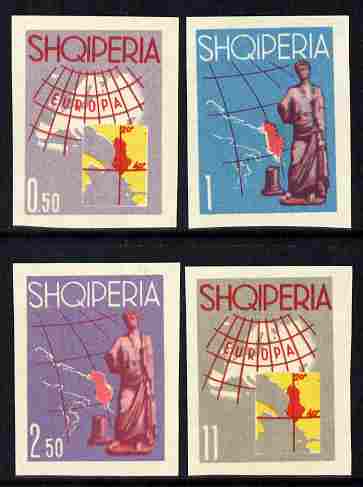 Albania 1962 Tourist Publicity (Europa) imperf set of 4 in different colours unmounted mint as SG 716-719, stamps on , stamps on  stamps on maps, stamps on  stamps on europa, stamps on  stamps on statues