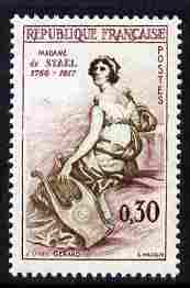 France 1960 Madame de Stael (writer) 30c unmounted mint SG 1500, stamps on literature, stamps on women, stamps on music
