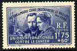 France 1938 International Anti-Cancer Fund 1f75 + 50c unmounted mint, SG 617, stamps on , stamps on  stamps on personalities, stamps on  stamps on curie, stamps on  stamps on cancer, stamps on  stamps on diseases, stamps on  stamps on medical, stamps on  stamps on x-rays, stamps on  stamps on physics, stamps on  stamps on chemistry, stamps on  stamps on x-ray, stamps on  stamps on women, stamps on  stamps on nobel, stamps on  stamps on 