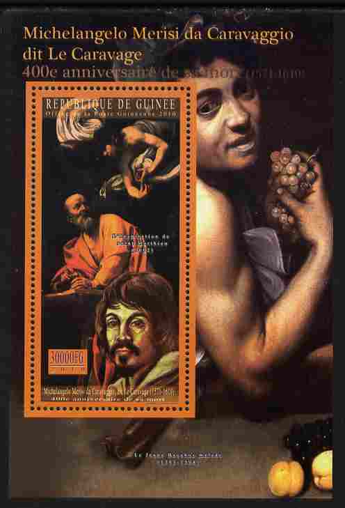 Guinea - Conakry 2010 400th Death Anniversary of Caravaggio perf s/sheet unmounted mint Michel BL 1887, stamps on personalities, stamps on arts, stamps on caravaggio