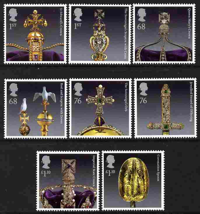Great Britain 2011 The Crown Jewels perf set of 8 unmounted mint , stamps on royalty, stamps on jewellry, stamps on 