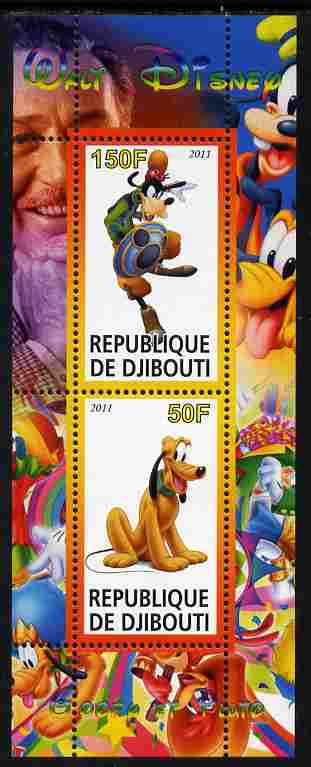 Djibouti 2011 Walt Disney - Goofy & Pluto perf sheetlet containing 2 values unmounted mint, stamps on disney, stamps on films, stamps on cinema, stamps on movies, stamps on cartoons