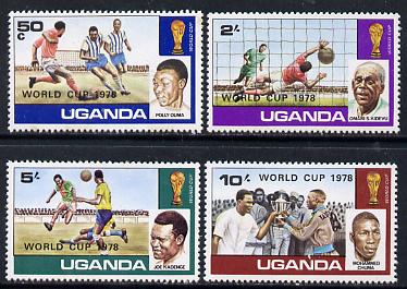 Uganda 1978 World Cup Football #2 set of 4 unmounted mint, SG 215-18, stamps on football  sport