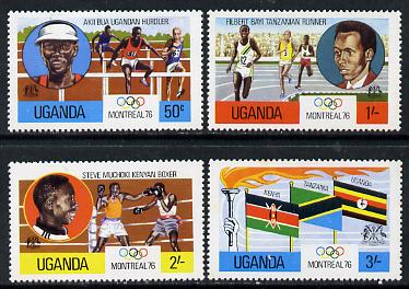 Uganda 1976 Montreal Olympics set of 4, SG 168-71 unmounted mint, stamps on , stamps on  stamps on olympics   sport   hurdles   running   boxing