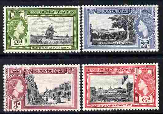 Jamaica 1955 Tercentenary set of 4 unmounted mint, SG 155-8, stamps on , stamps on  stamps on ships, stamps on  stamps on slavery