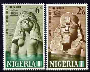 Nigeria 1964 Nubian Monuments perf set of 2 unmounted mint, SG145-6, stamps on , stamps on  stamps on monuments, stamps on  stamps on civil engineering, stamps on  stamps on egyptology