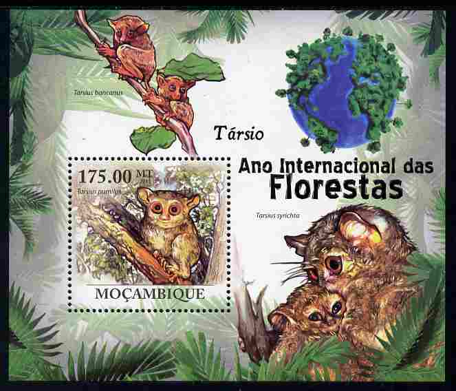 Mozambique 2011 International Year of the Forest - Tarsiers perf m/sheet unmounted mint, Michel BL430, stamps on , stamps on  stamps on trees, stamps on  stamps on animals, stamps on  stamps on apes, stamps on  stamps on monkeys