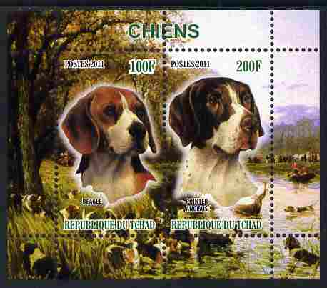 Chad 2011 Dogs perf sheetlet containing 2 values unmounted mint, stamps on animals, stamps on dogs