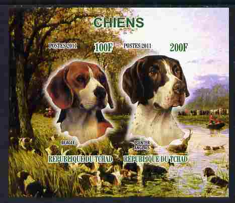 Chad 2011 Dogs imperf sheetlet containing 2 values unmounted mint, stamps on animals, stamps on dogs