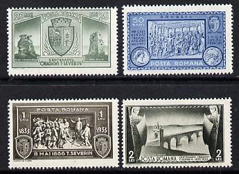 Rumania 1933 Turnu-Severin set of 4 unmounted mint, SG 1279-82, Mi 458-61, stamps on , stamps on  stamps on tourism, stamps on  stamps on heraldry, stamps on  stamps on arms, stamps on  stamps on bridges