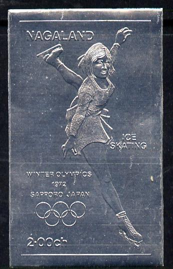 Nagaland 1972 Olympics (Ice Skating) 2ch value embossed in silver foil (imperf) unmounted mint, stamps on , stamps on  stamps on olympics  sport   ice skating