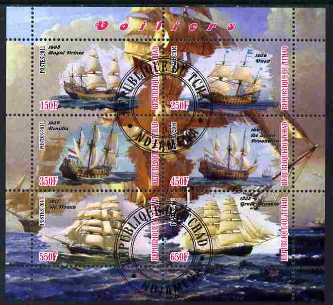 Chad 2011 Tall Ships perf sheetlet containing 6 values cto used