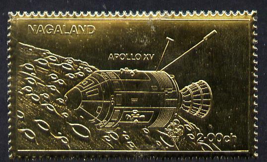 Nagaland 1972 Apollo 15 2ch value embossed in gold foil (perf) unmounted mint, stamps on , stamps on  stamps on space