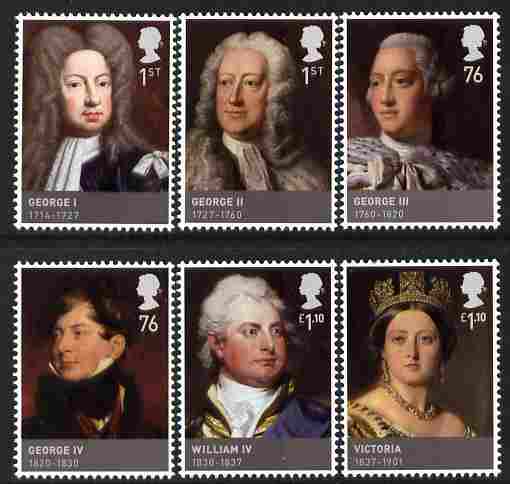 Great Britain 2011 The Hanoverians perf set of 6 unmounted mint, stamps on , stamps on  stamps on royalty